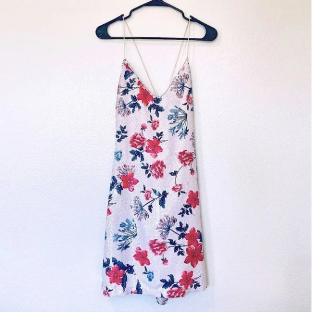 Endless Rose Floral Sequin Slip Dress Large